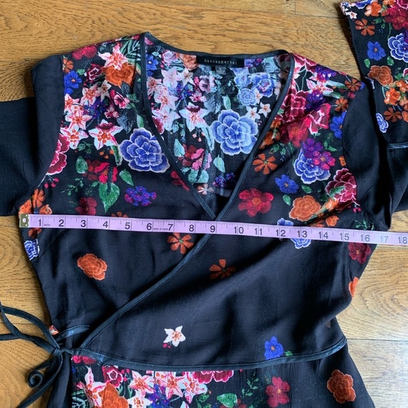 Dance & Marvel Black Floral Wrap‎ Dress - Picture 11 of 12